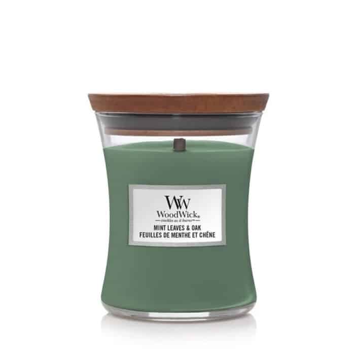 WoodWick Mint Leaves & Oak Medium Candle